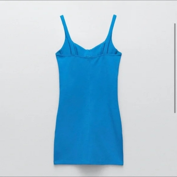 Blue Corset Bustier Mini Dress Medium Bodycon Stretch By Zara - Picture 9 of 12